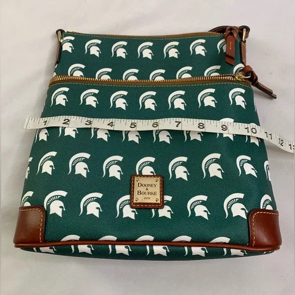 Dooney and Bourke Michigan State University MSU double zip crossbody bag wallet